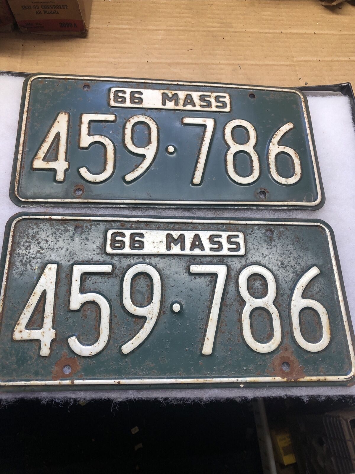 1966 Massachusetts License Plates 459-786 Pair
