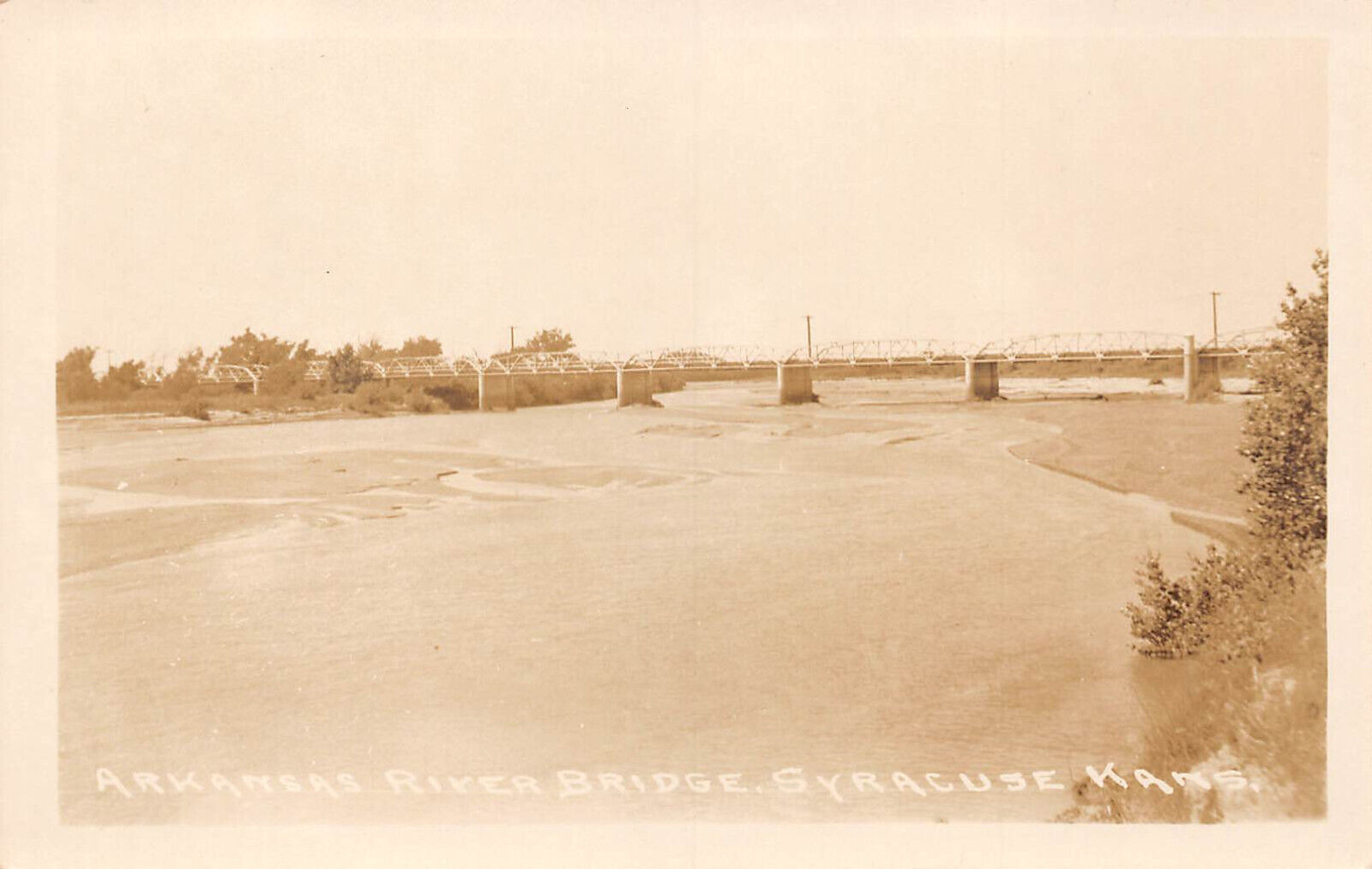 UPICK Postcard Arkansas River Bridge Syracuse Arkansas RPPC c1940