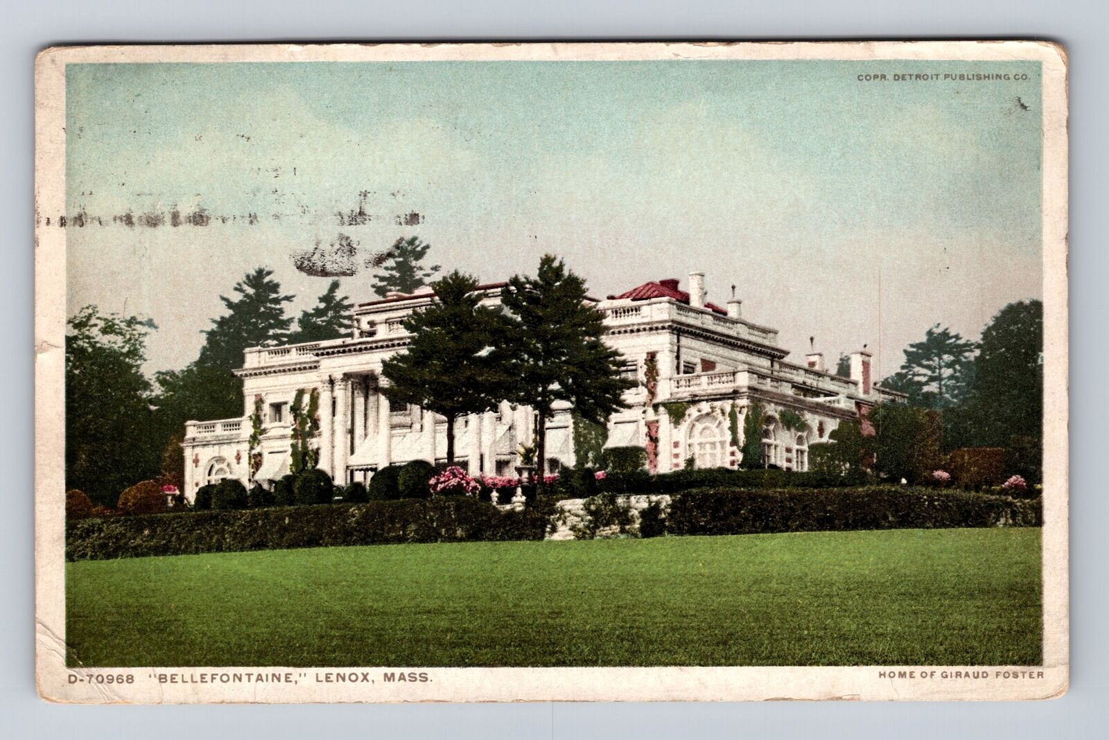 Lenox MA-Massachusetts, Bellefontaine, Antique, Vintage c1914 Souvenir Postcard