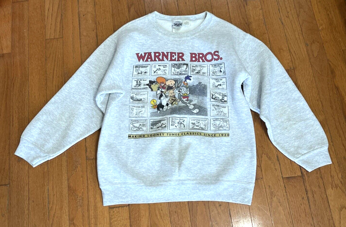 ~ Vintage 1994 Looney Tunes Sylvester Bugs Bunny Taz Size Small Grey Sweatshirt
