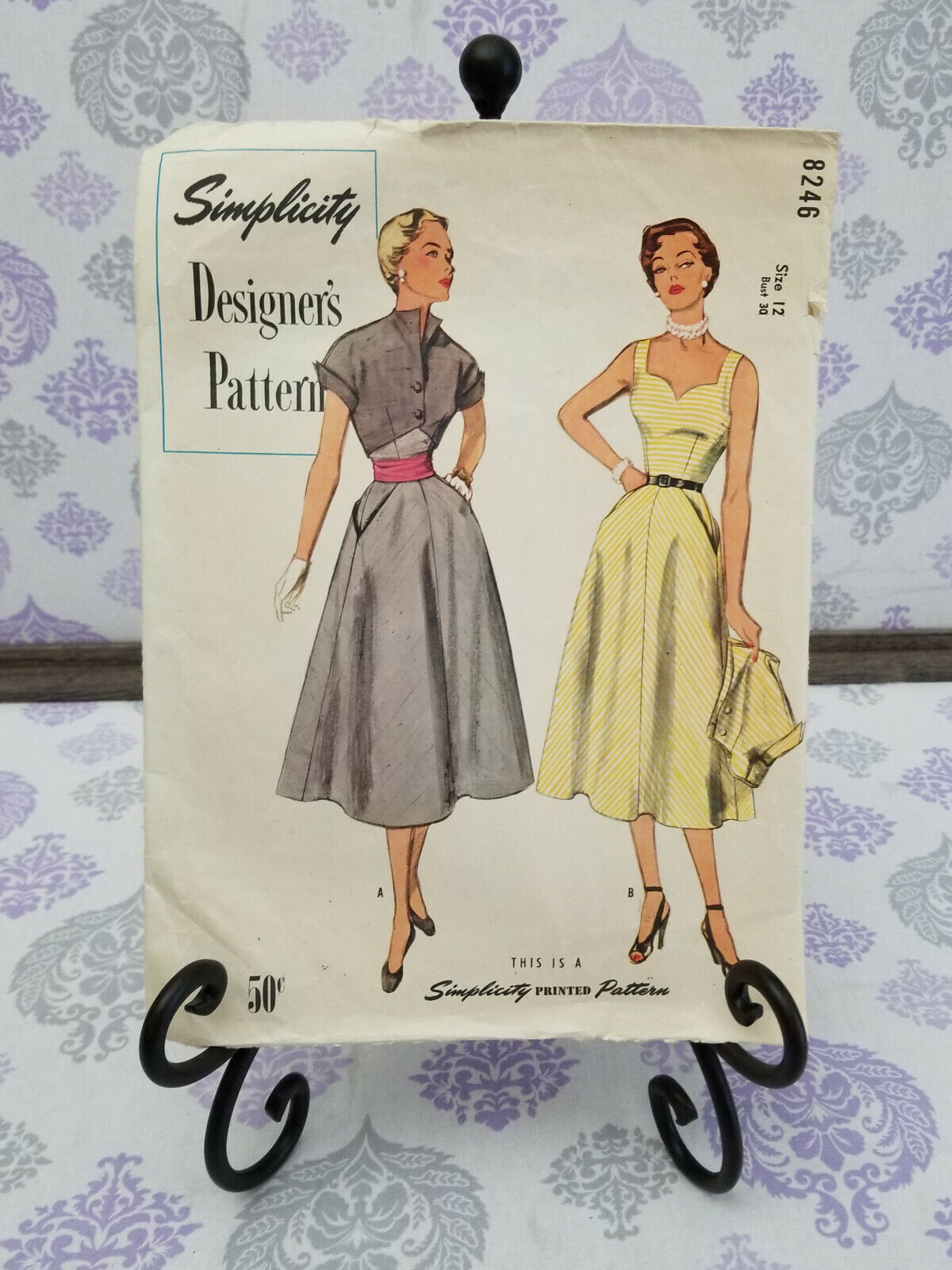 Vintage Simplicity Designer\'s Pattern #8246 Size 12 Dress ©1950