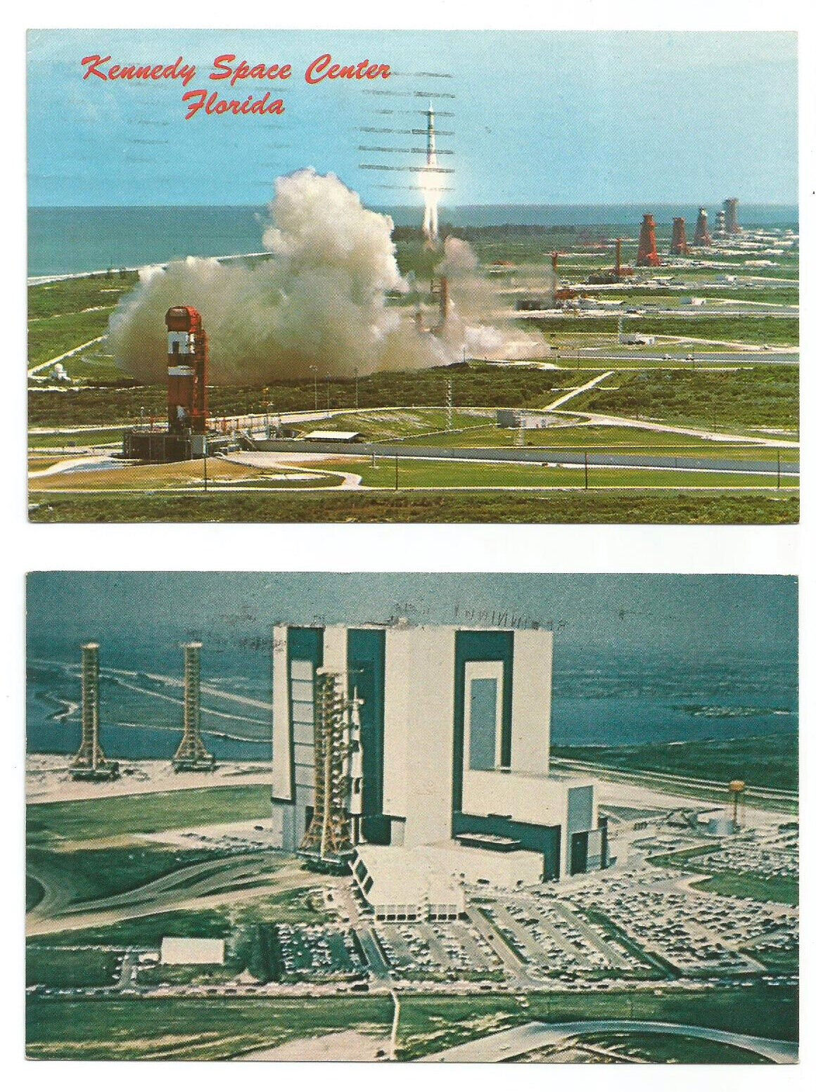 2 Kennedy Space Center Florida Postcards FL Launch Pads Assembly Building