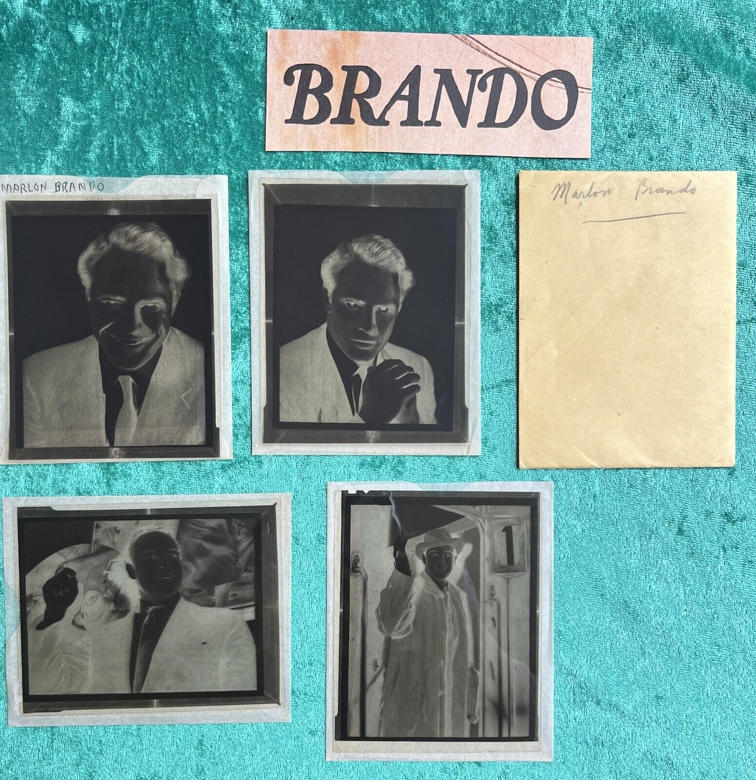 Set of 4  MARLON BRANDO  4” x 5”  B & W  1950’s Photo Negatives
