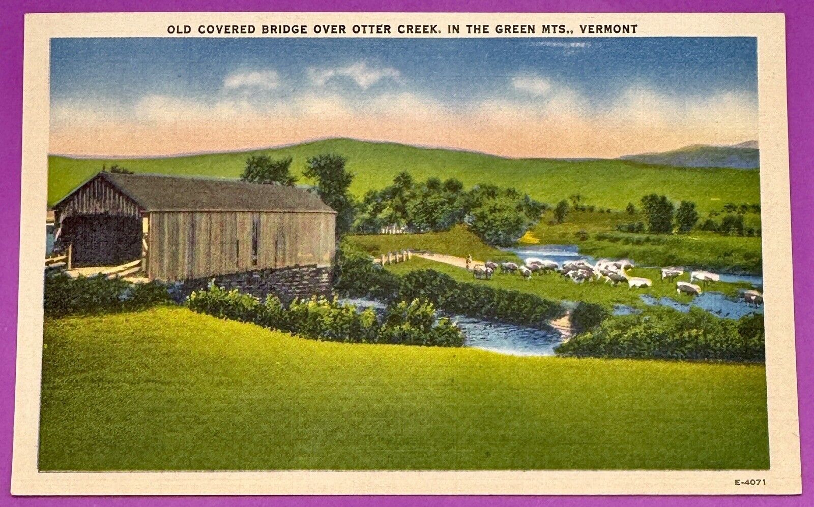 Vintage Postcard VERMONT Green Mountains Otter Creek Covered Bridge UNPOSTED