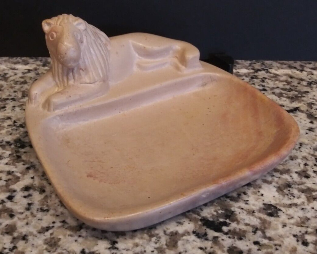 Carved Soapstone Lion Soap Bowl Trinket Dish Safari Kenya Stone 6