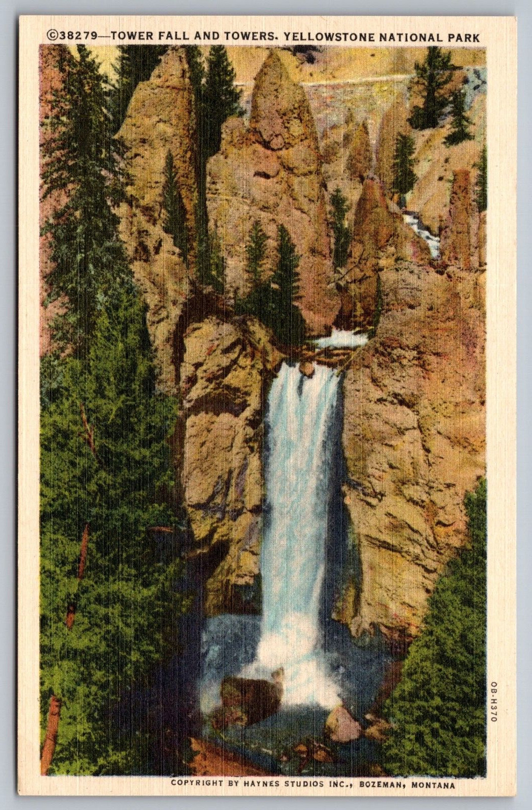 Tower Fall & Towers-Yellowstone National Park VTG Postcard-Unposted-Haynes Photo
