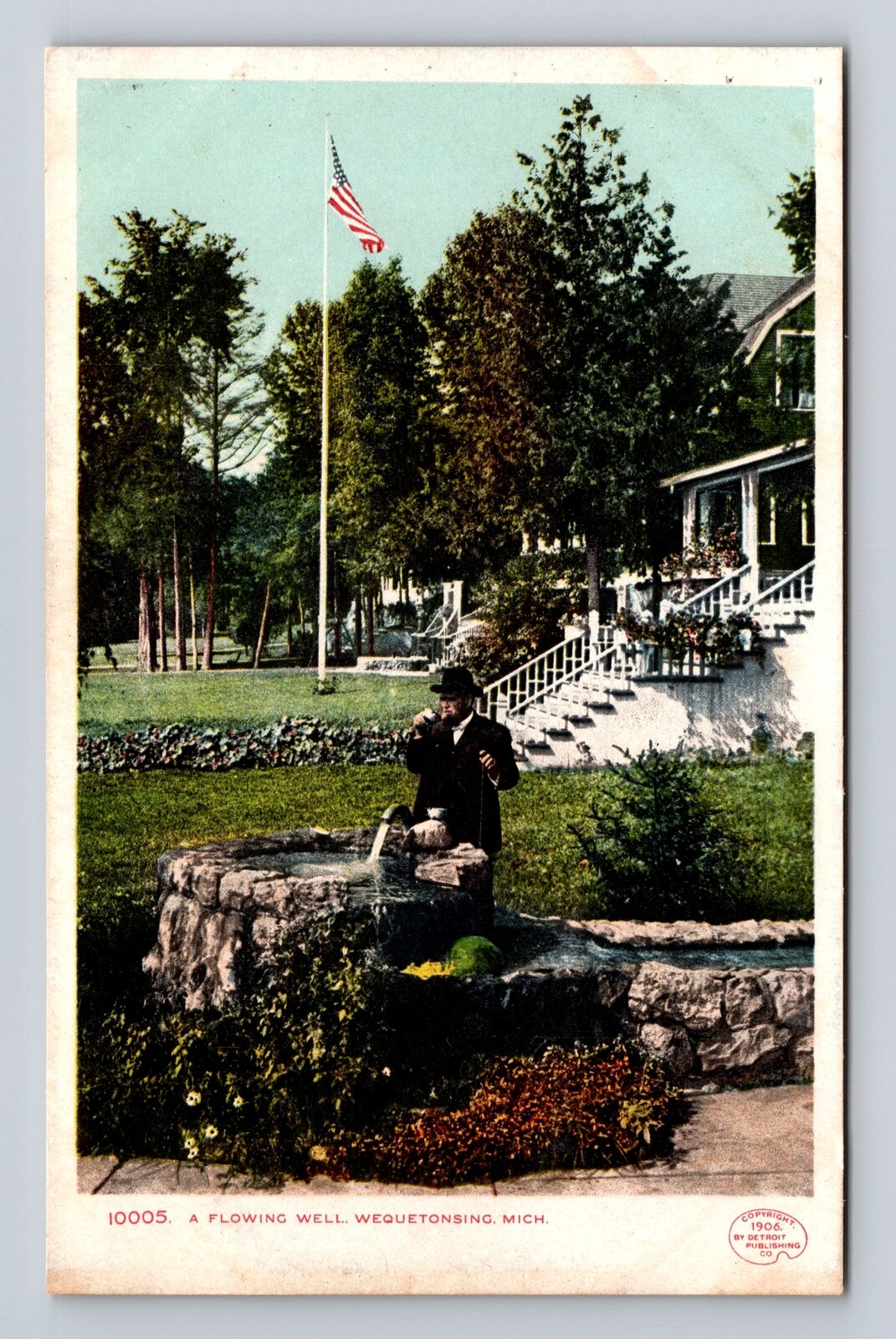 Wequetonsing MI-Michigan, A Flowing Well, Antique, Vintage Postcard