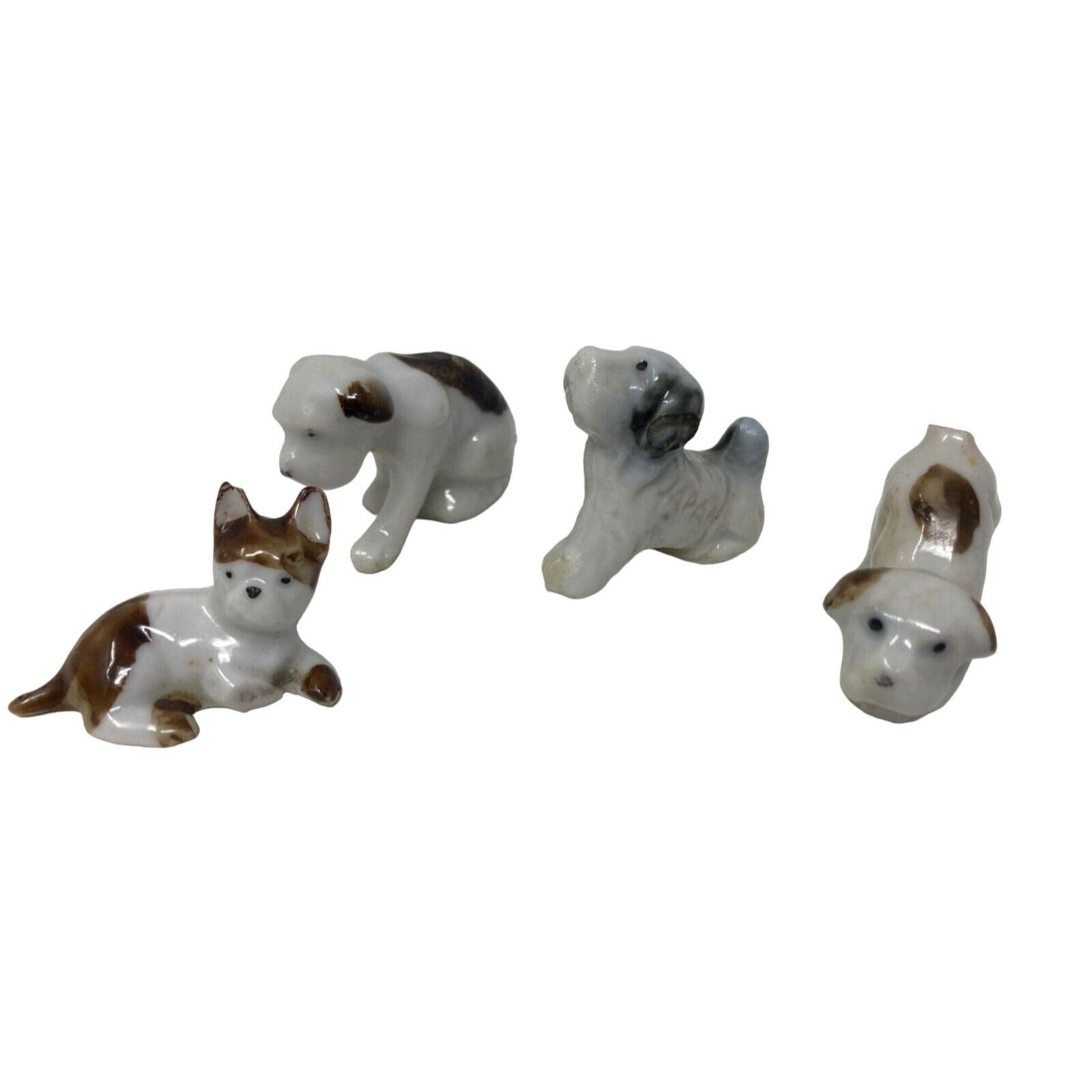 Vintage Ceramic Miniature Dogs ~ Lot of 4 ~ Japan