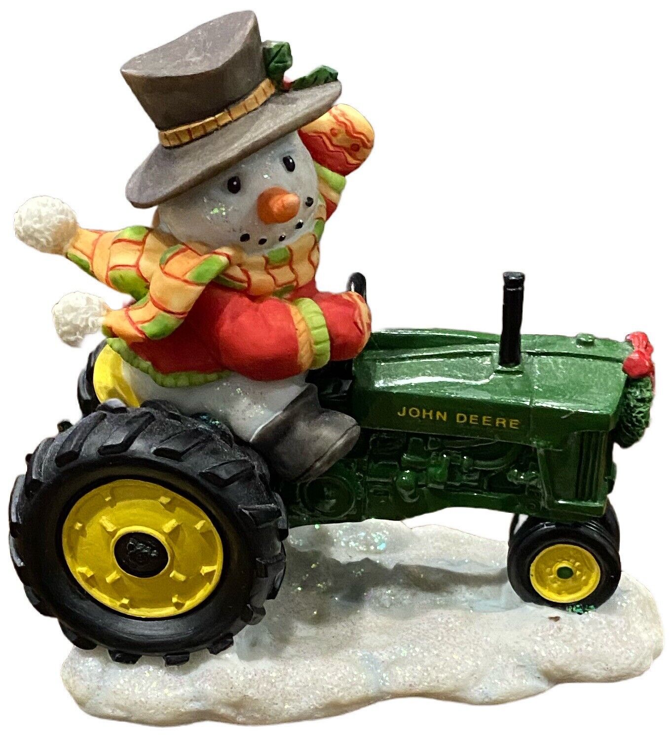Vintage John Deere Licensed Snowman Tractor Dreaming of A Deere Christmas RARE