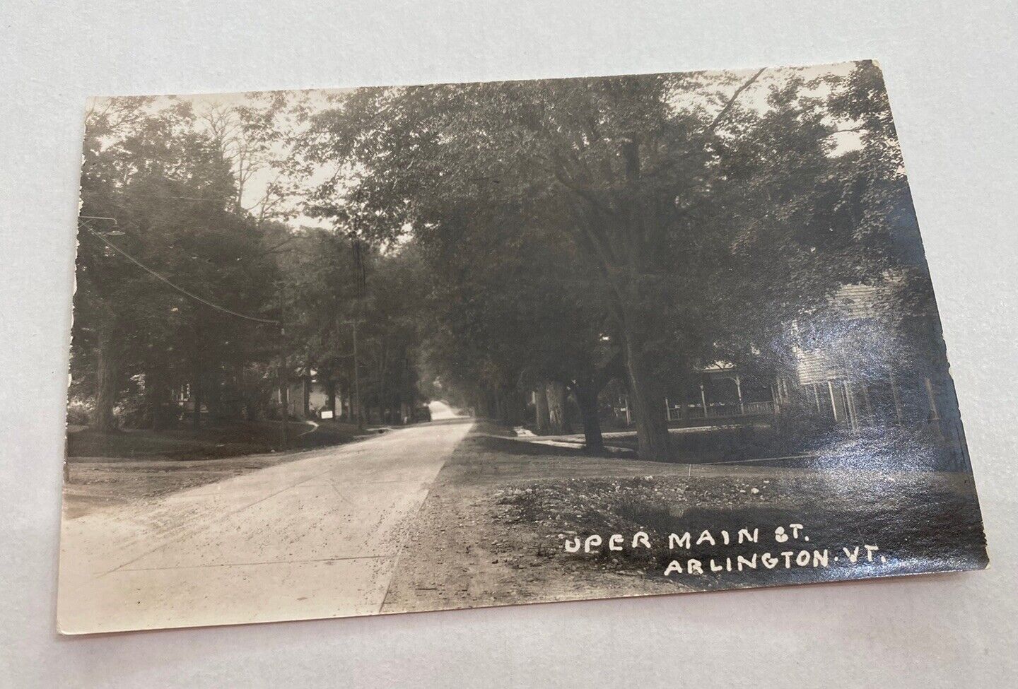 Arlington VT Upper Main St RPPC 1940’s Photo Postcard