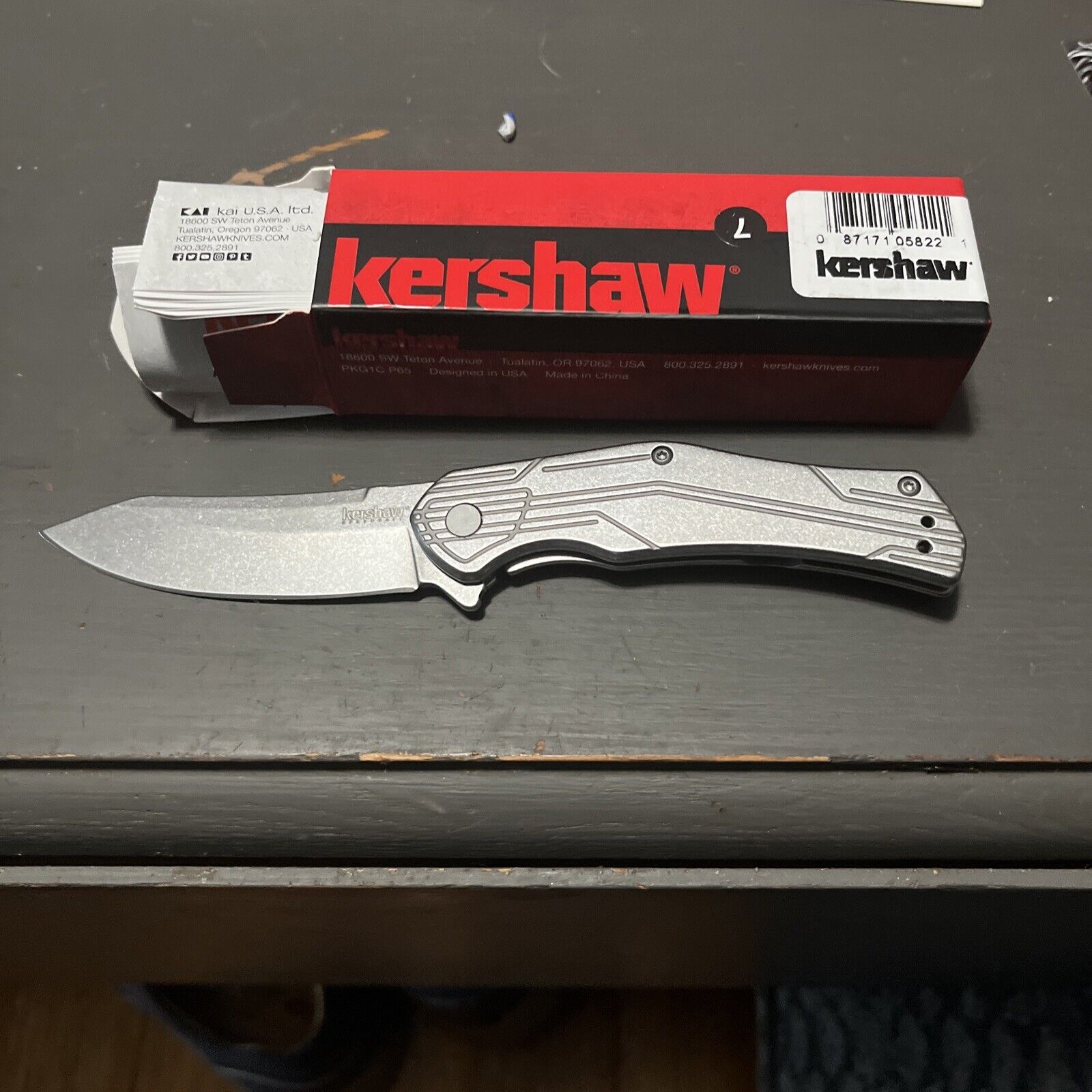 Kershaw Husker 1380 Framelock Folding Pocket Knife Stonewash Finish NIB