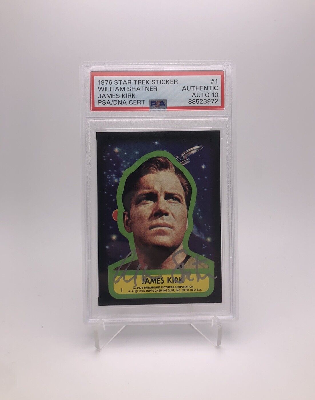 1976 Topps Star Trek Sticker #1 James Kirk PSA 10 Autograph William Shatner