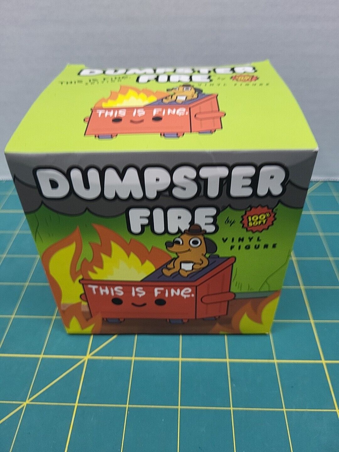 100% SOFT THIS IS FINE DUMPSTER FIRE VINYL TOY FIGURE KC GREEN NEW SEALED