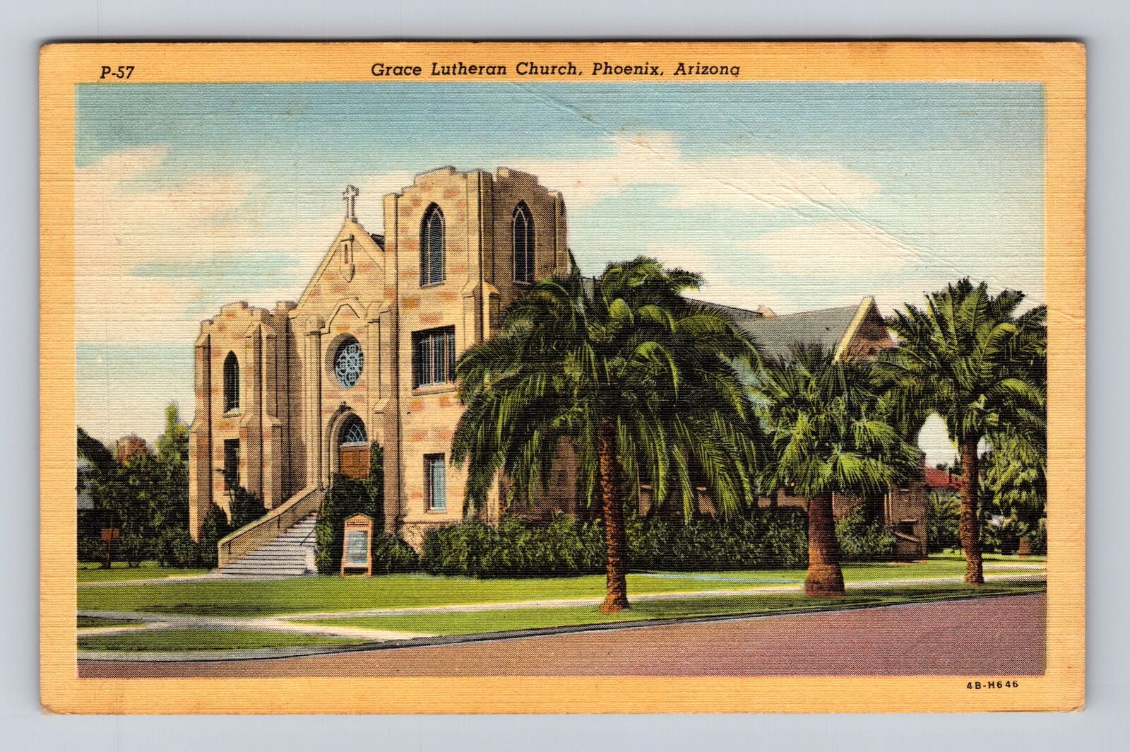 Phoenix AZ-Arizona, Grace Lutheran Church, Antique Vintage c1947 Postcard