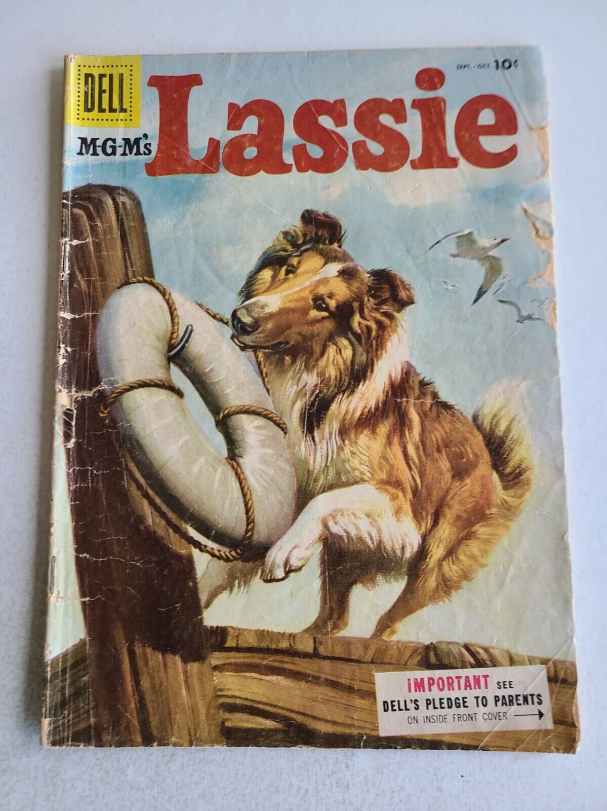 Lassie #24, Dell 1955 Comic 1955 painted cover,(1955/103). Good-