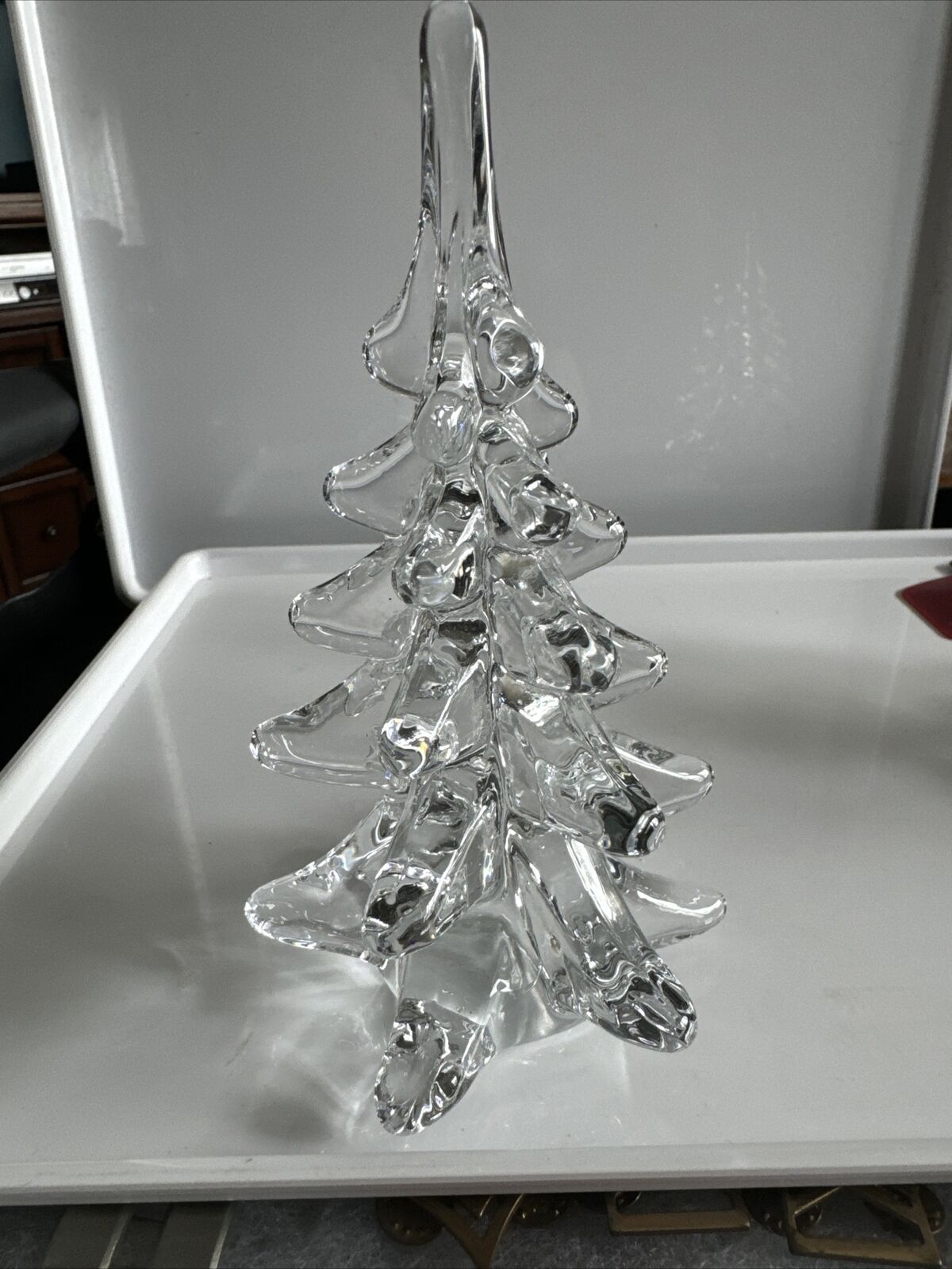 Vintage Enesco Clear Solid Glass Christmas Tree 6” Tall Nice