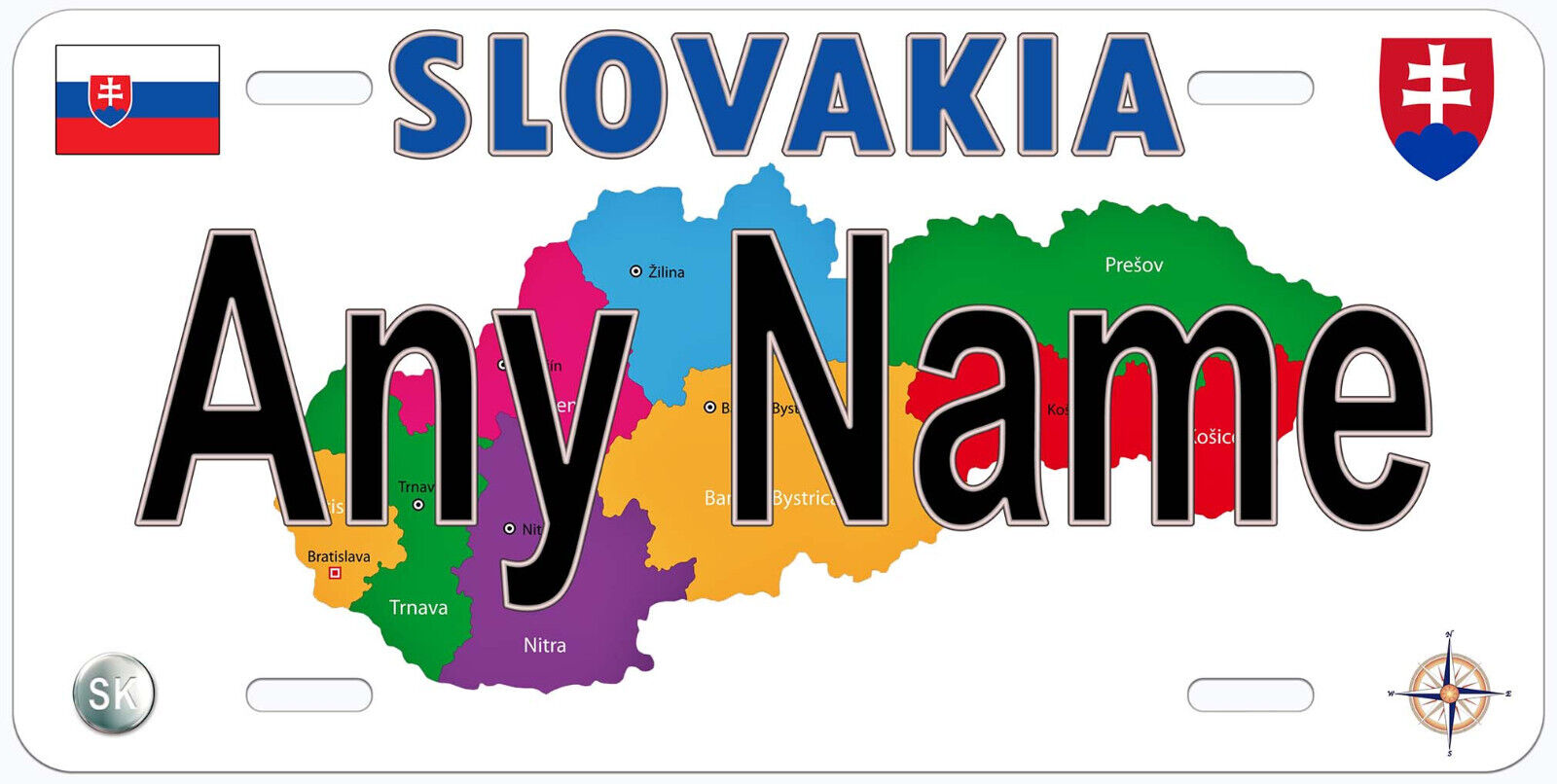 Slovakia Europe Any Name Personalized Novelty Car License Plate