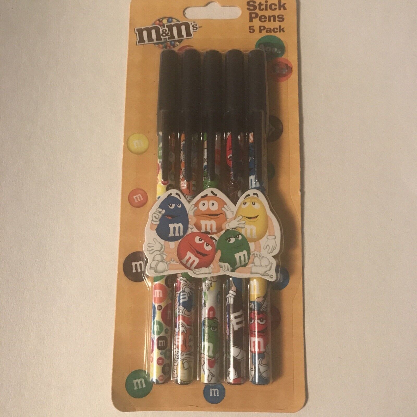M&M\'s Stick Pens 5 Pack Innovative Design 2008 New Hard to Find