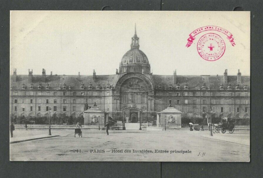 Ca 1915 Post Card Paris France Hotel Des Invaldes Main Entrance Has Special----
