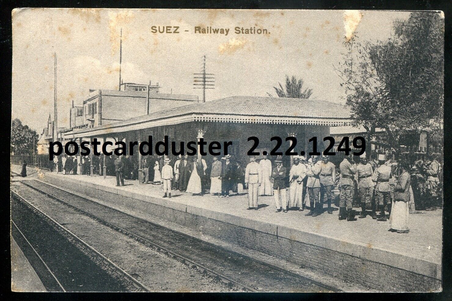EGYPT Suez Postcard 1910s Railway Train Station