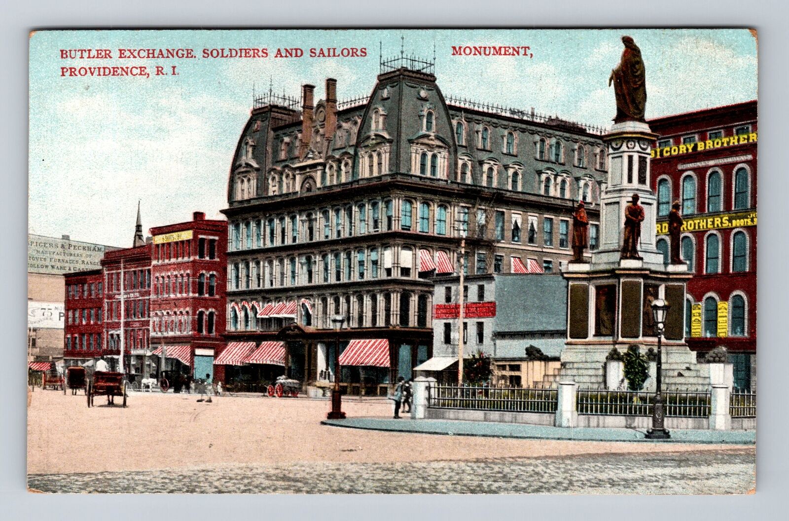 Providence RI-Rhode Island, Exchange, Soldiers And Sailors, Vintage Postcard