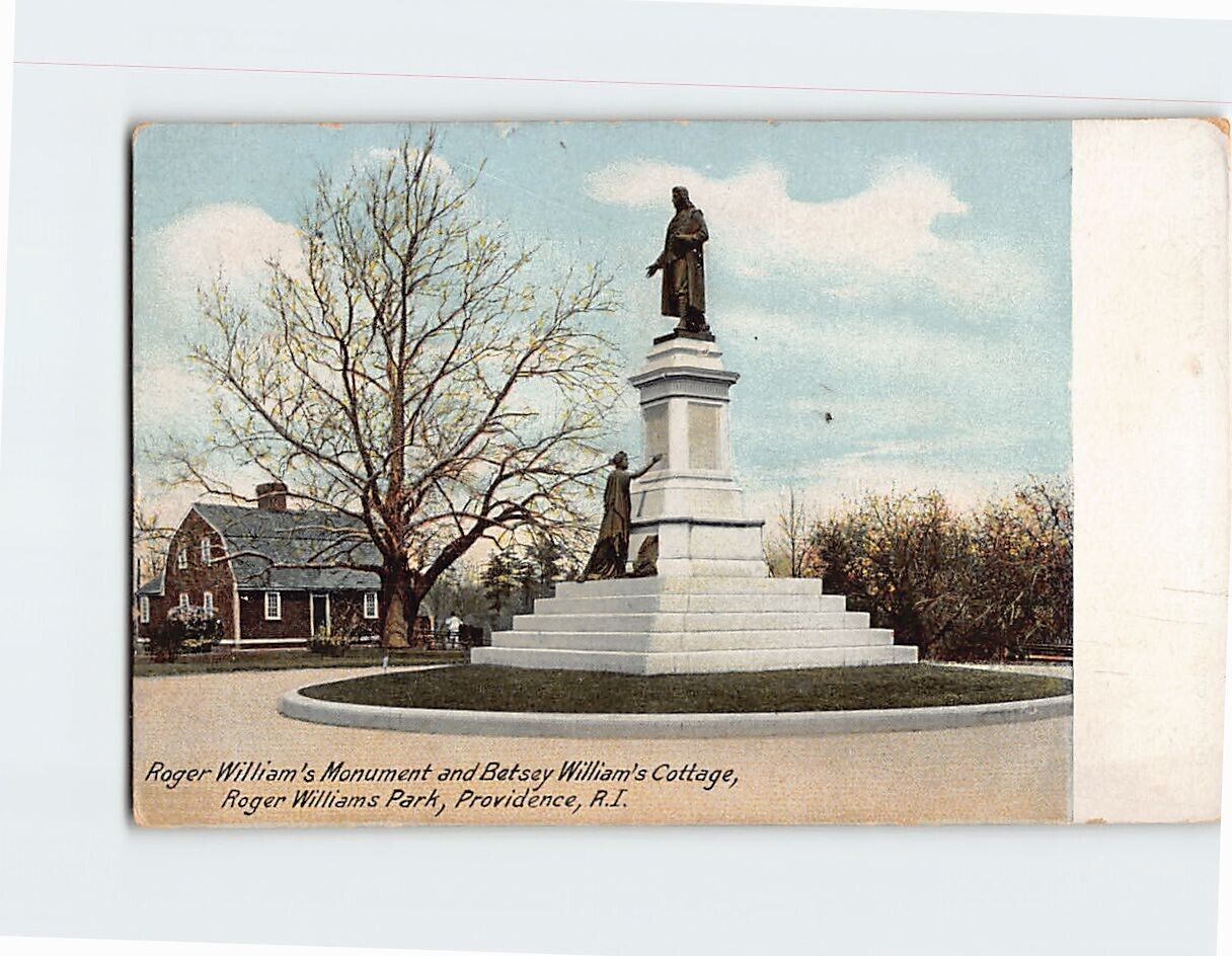 Postcard Roger William\'s Monument & B. William\'s Cottage Providence Rhode Island