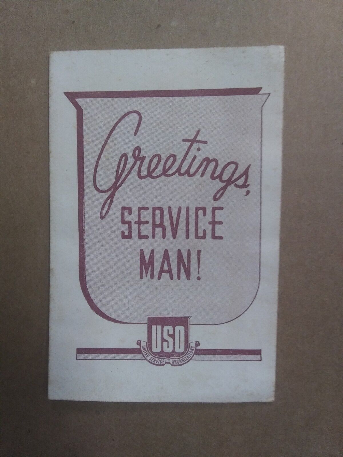 Greetings Service Man USO Booklet 1943 16 Pages