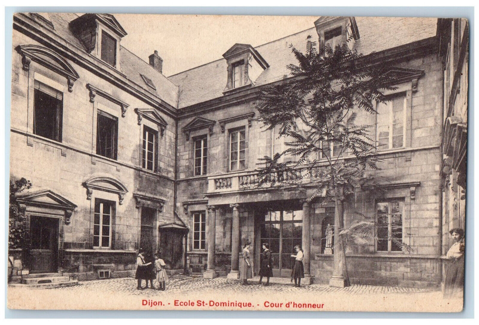 Dijon France Postcard St. Dominique School Court of Honor c1910 Antique