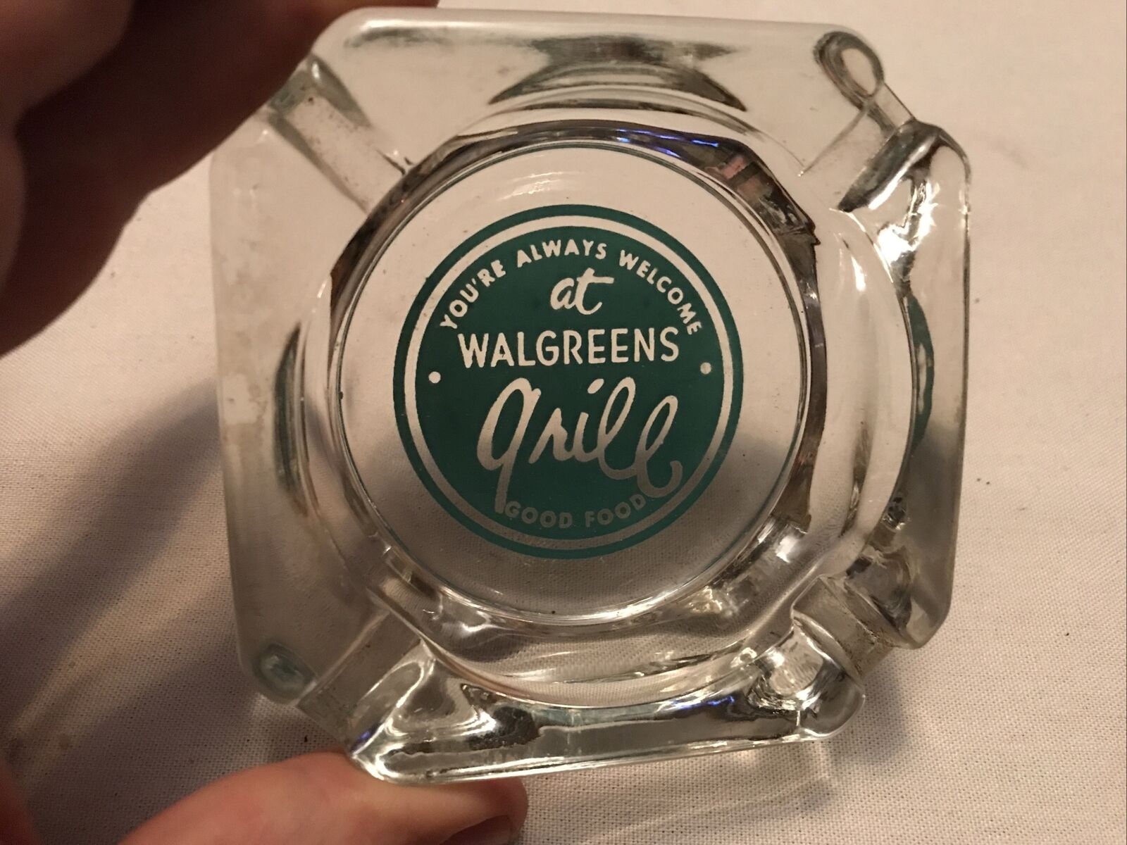 WALGREEN’S GRILL VINTAGE GLASS ASHTRAY