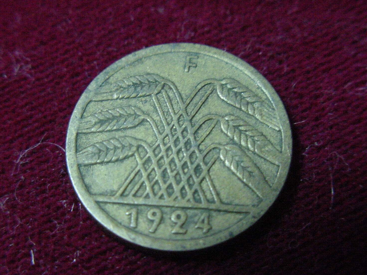 GERMANY DEUTSCHES REICH 1924 F 50 PFENNIG COIN
