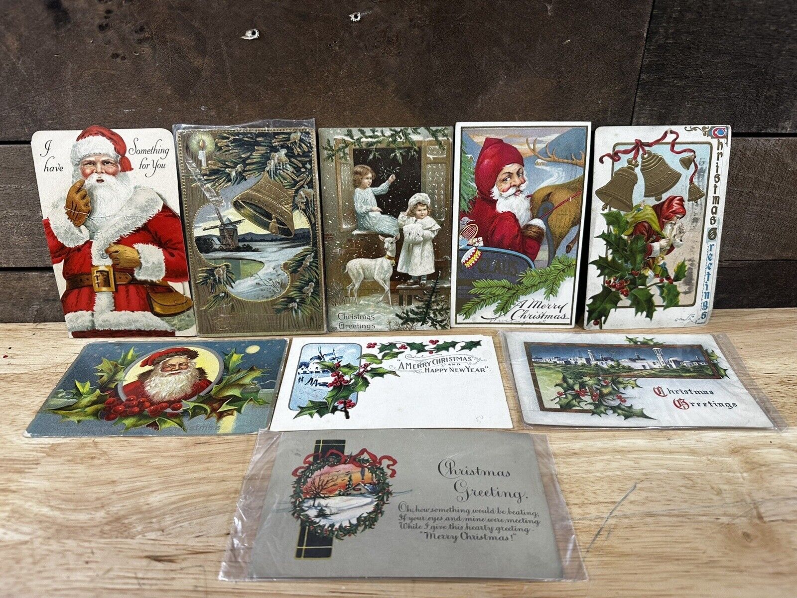 Lot Of 9 Antique Christmas Post Cards