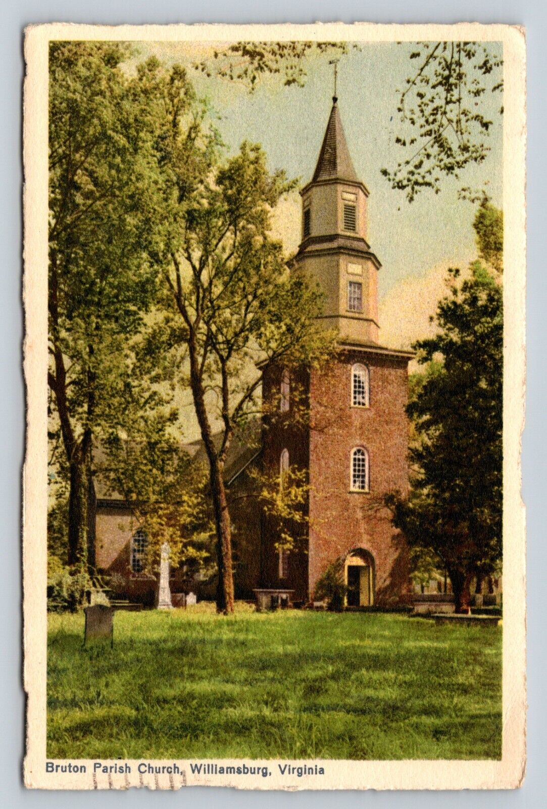 c1949 Williamsburg, Virginia VA Bruton Parish Church VINTAGE Postcard