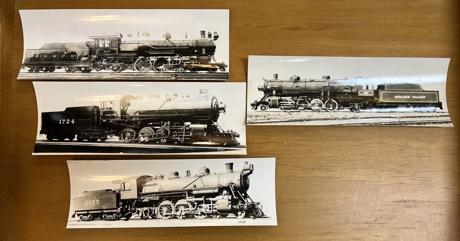 Antique Train Engine Railroad Photos Lot Of 4 All Curved Midland Valley