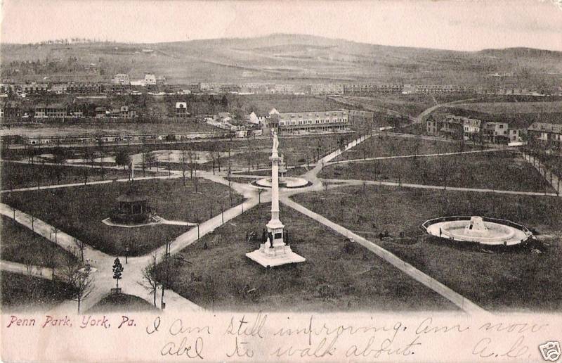 Postcard York Pennsylvania 1906 Penn Park Printed in Germany