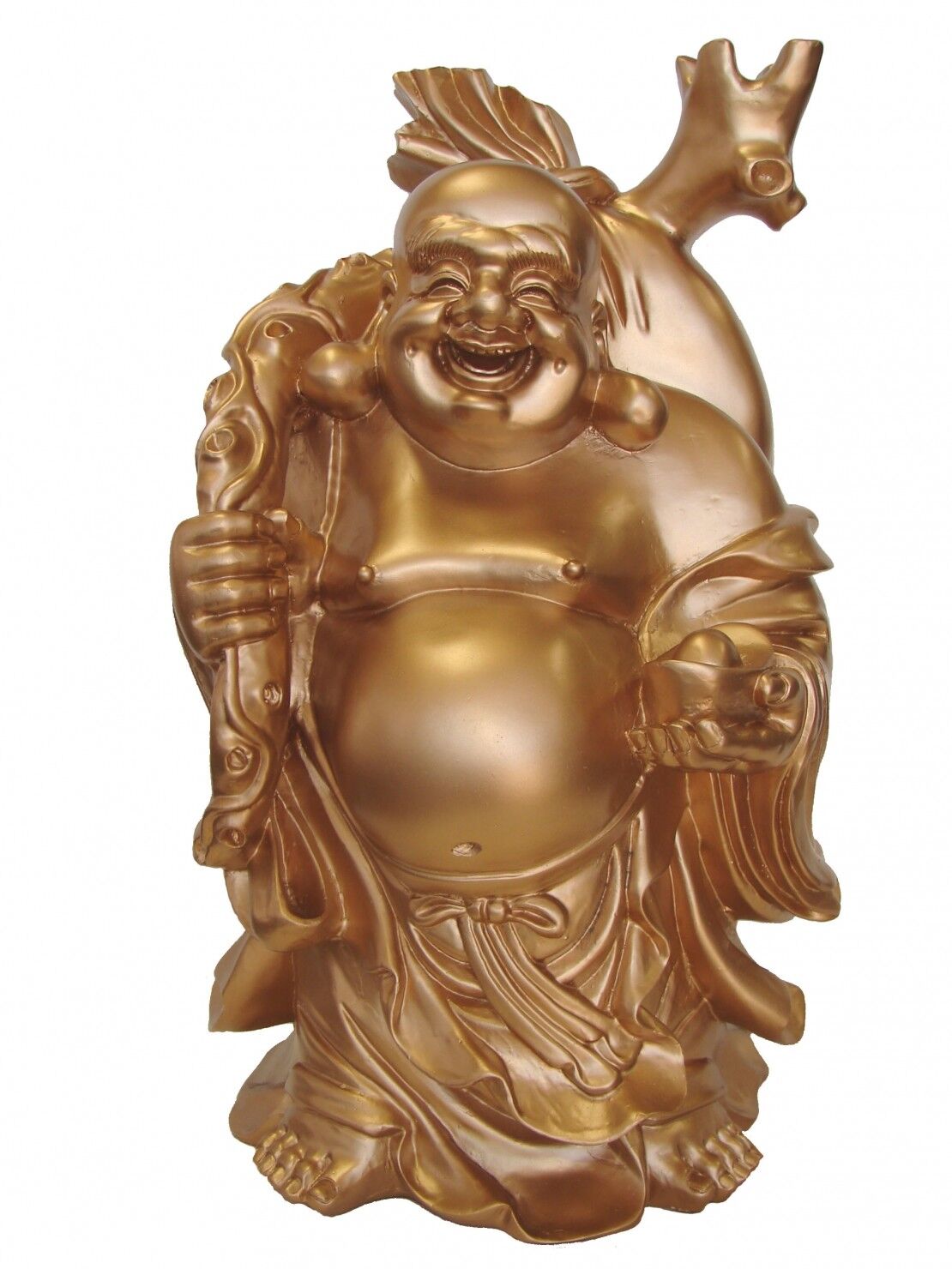 16 Inch Chinese Golden Money Laughing Buddha Statue