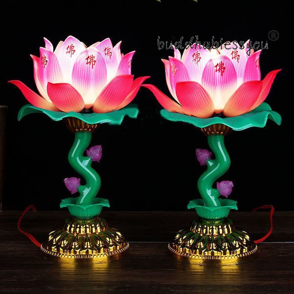 110V 220V 1pairs 7.8inch LED Lotus Lamp Buddha Guanyin Lamp Household Buddhist