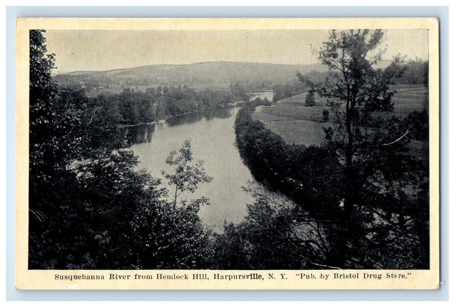 c1920s Susquehanna River from Hemlock Hill Harpursville New York NY Postcard