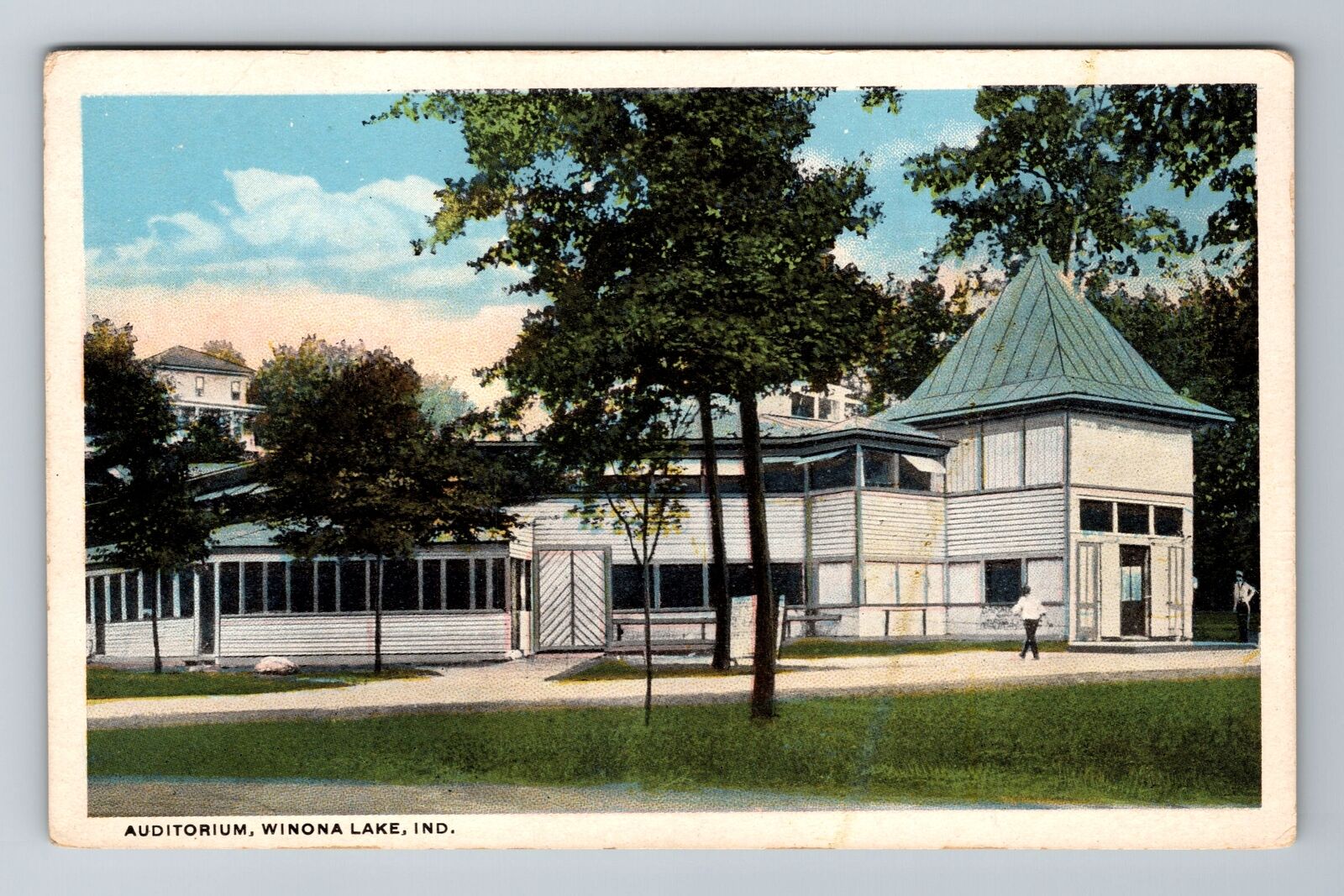 Winona Lake IN-Indiana, Auditorium, Antique, Vintage Postcard