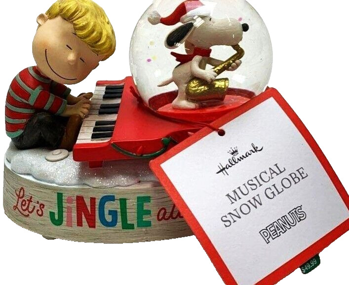 Hallmark 2020 Peanuts Schroeder Snoopy Musical Snow Globe Jingle All the Way NEW