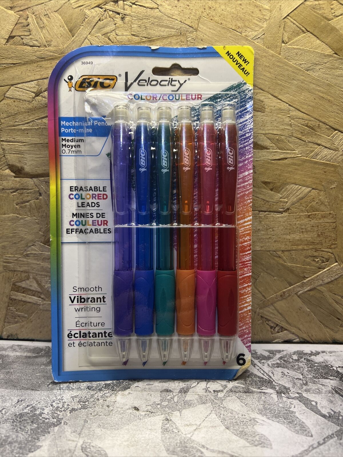 6 BIC Velocity Mechanical Pencils w Colored Leads Med. 0.7mm *OPEN BOX*