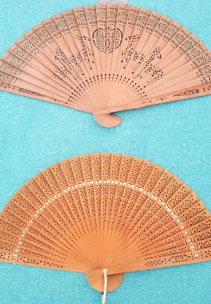 Antique Vintage Asian Bamboo Wall Fans