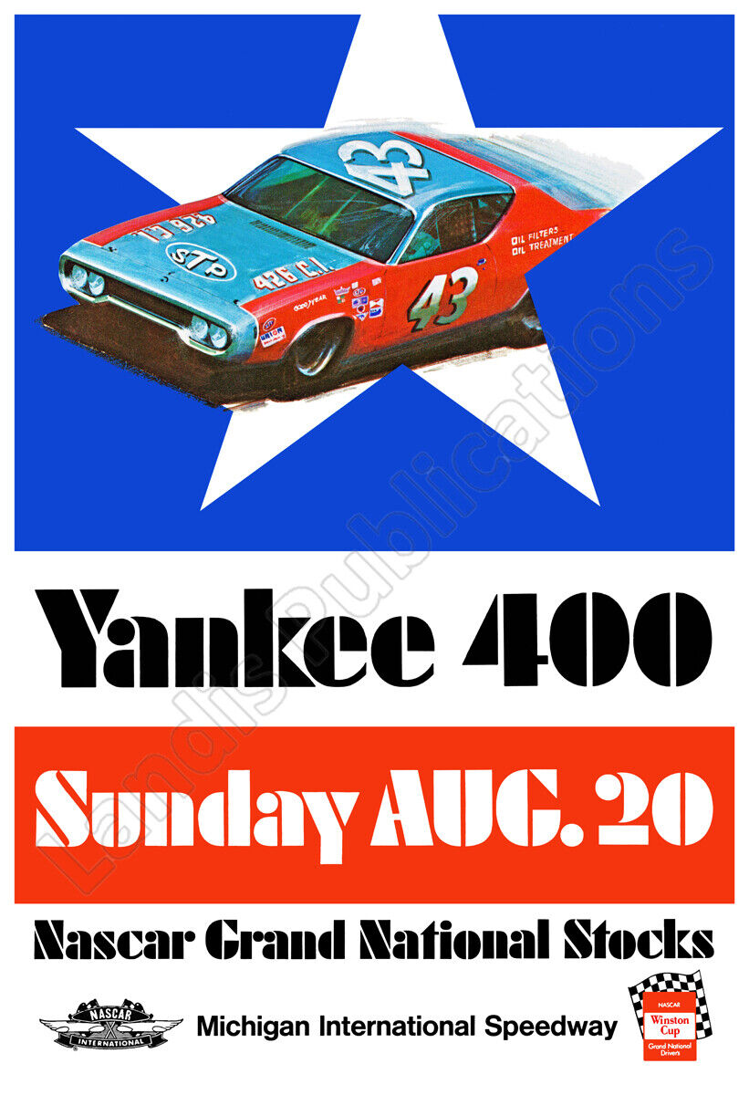 NASCAR Yankee 400 Richard Petty 1972 Winston Cup Series Vintage Poster