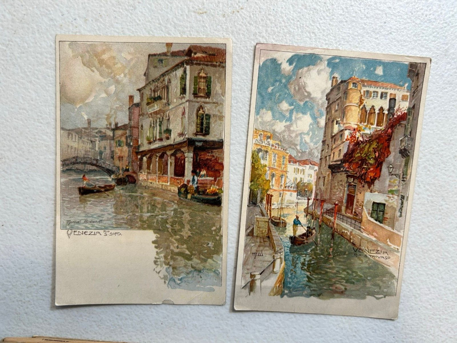 2 Vintage 1923 Postcards - Venezia France - Manuel Wielandt