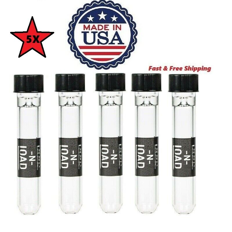 Lock-N-Load 9mm Chillum Pipe Glass one hitter With Cap pack of 5 