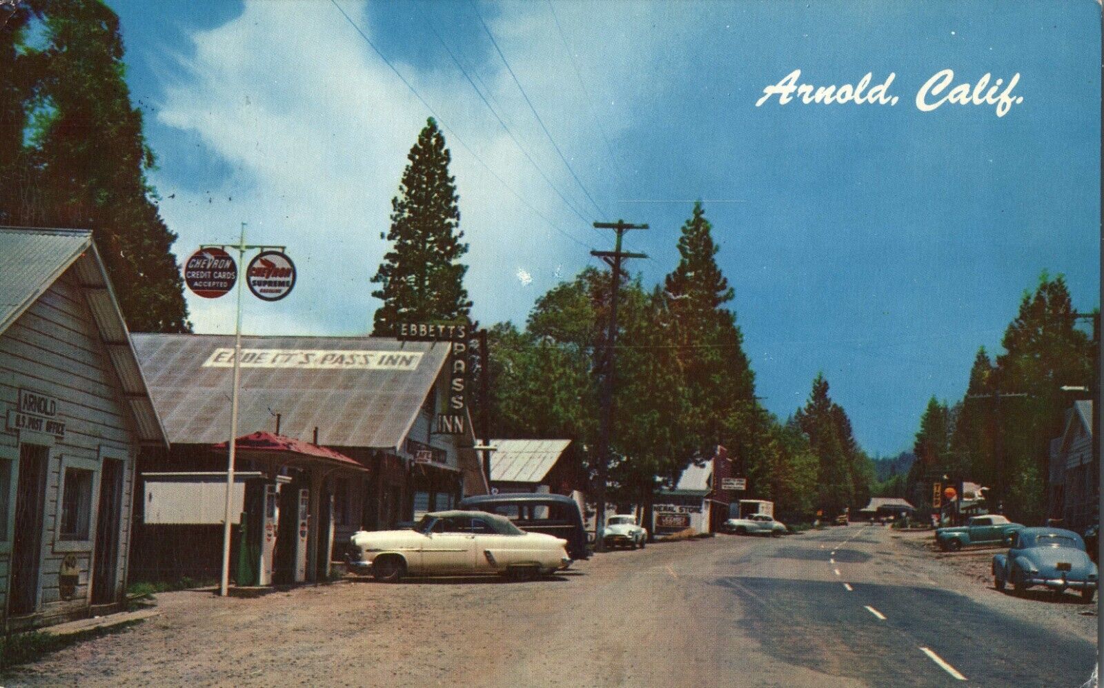 Arnold California Near Entrance to Calaveras Big Trees State Park 1966 Postcard