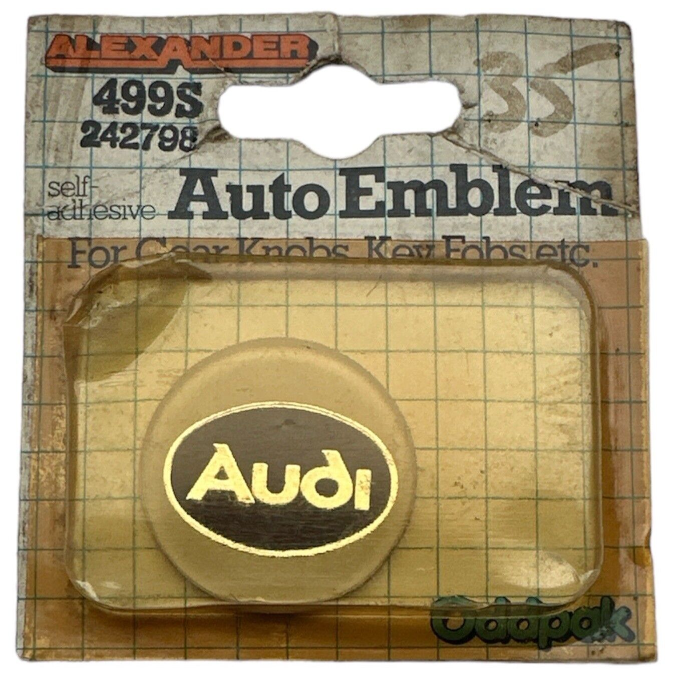 Vintage Audi Auto Emblem Car Badge, Gear Knob, Key Fob, Alexander, Sealed Packet