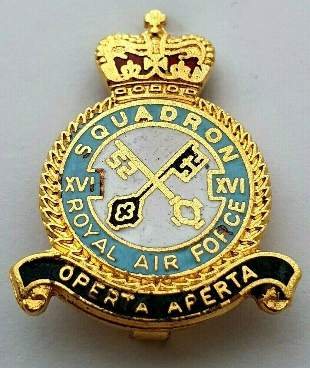  RAF Royal Air Force Enamel Badge 16 Squadron  The Hidden is Revealed British QC