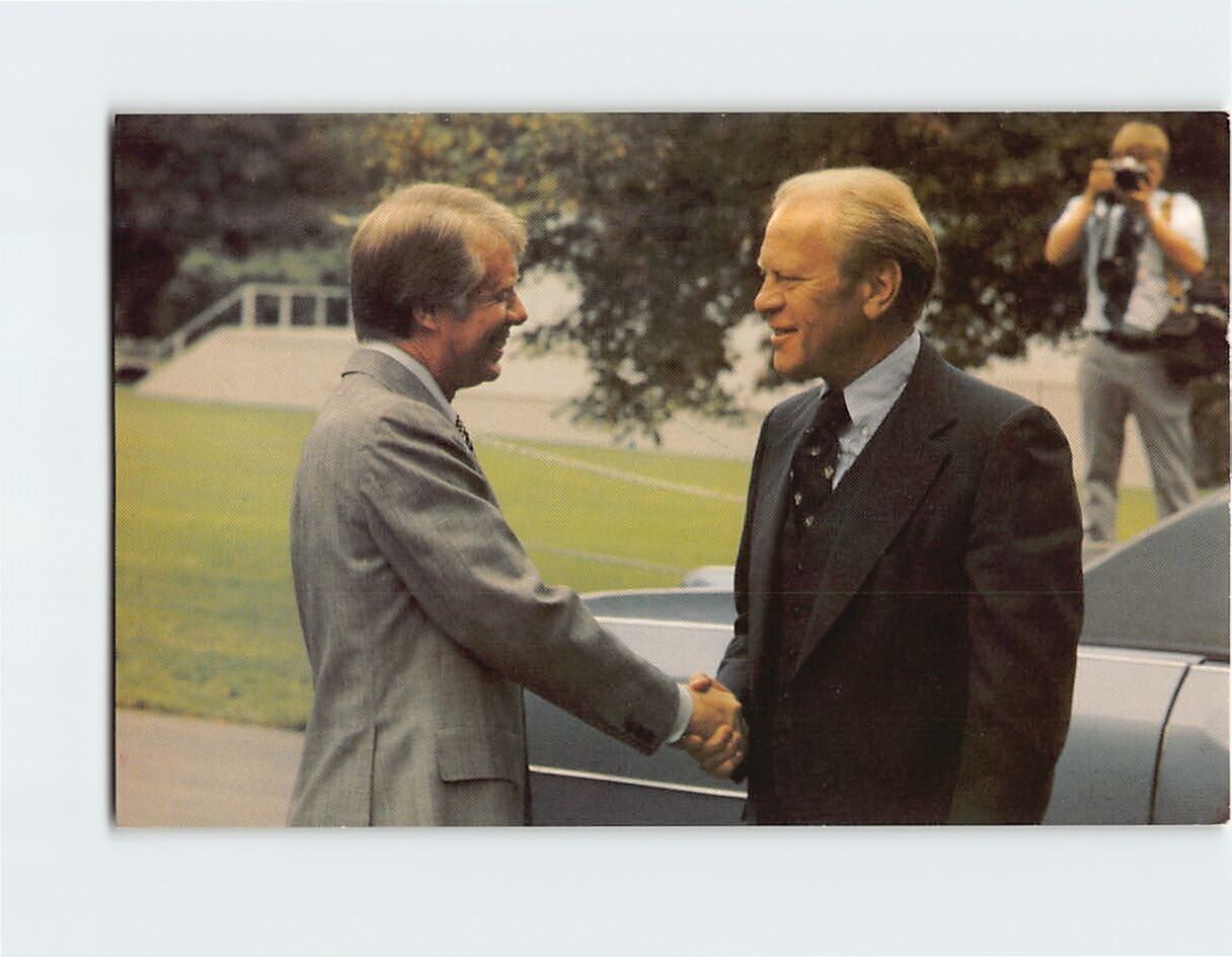 Postcard Pres. Jimmy Carter Shakes Hand with Ex-Pres. Ford Washington DC USA