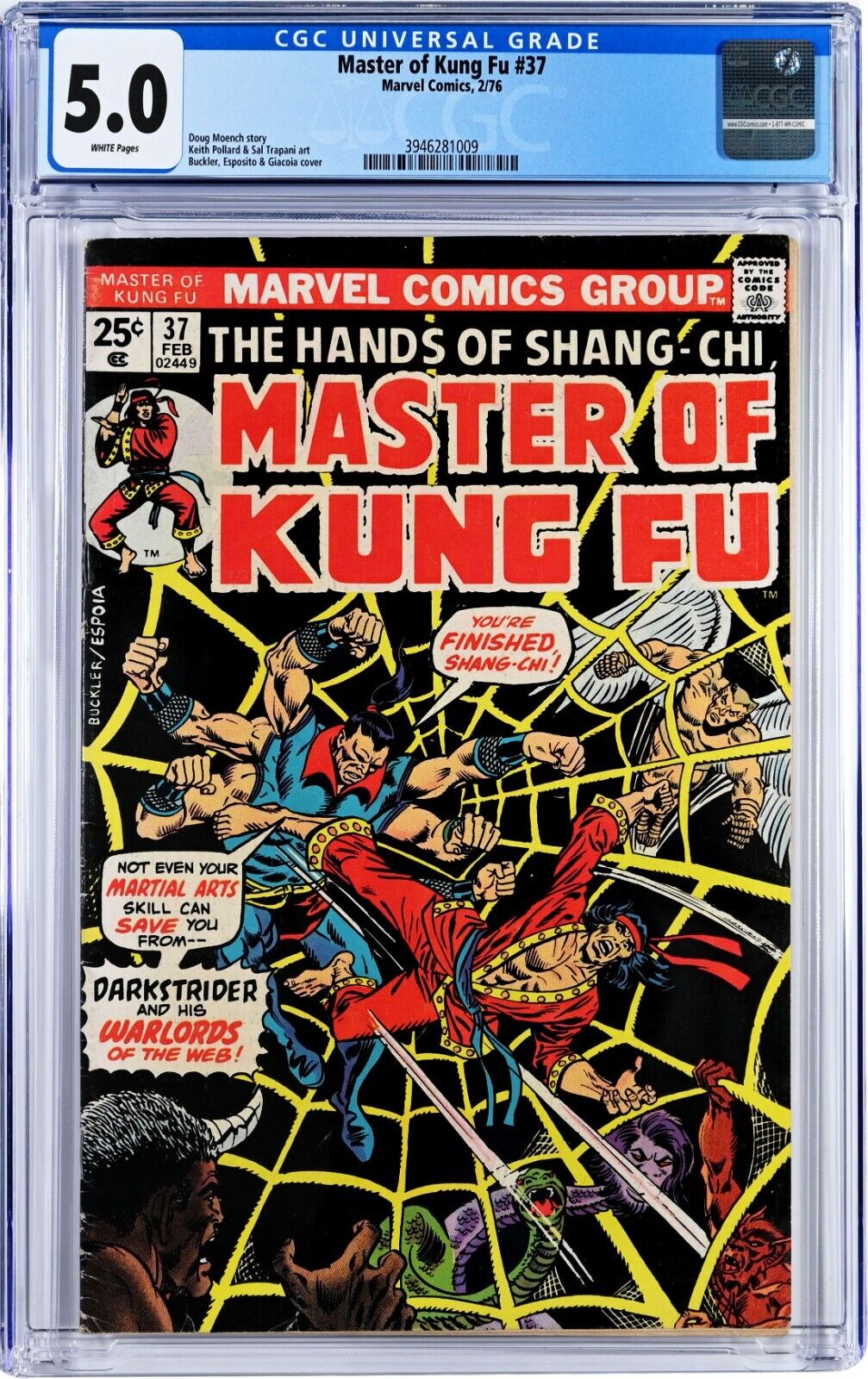 Master of Kung Fu #37 CGC 5.0 Marvel Comics 1976 Doug Moench 1st Darkstrider