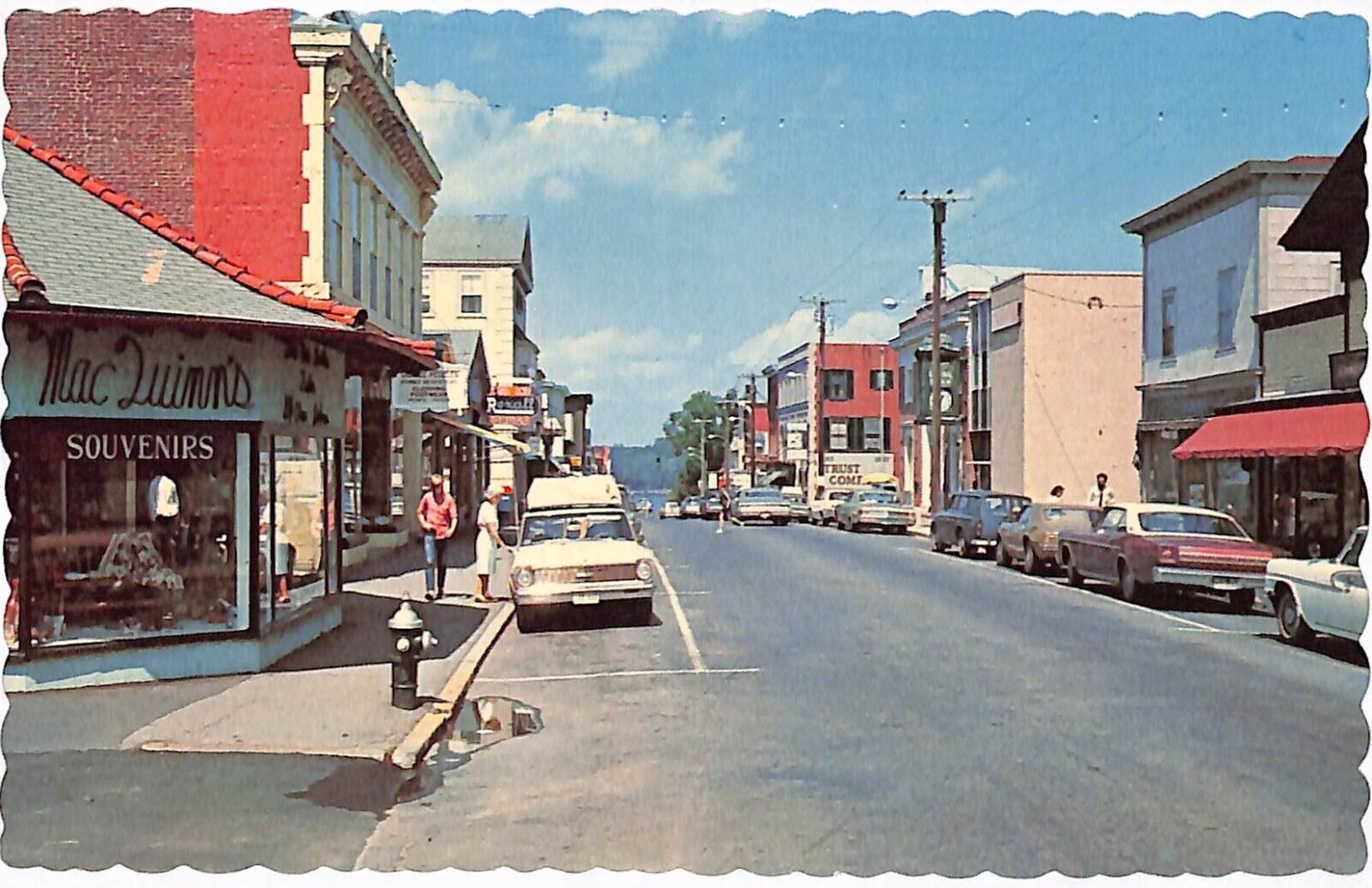 Bar Harbor Maine ME Main Street Scene Mac Quinn’s Chrome Postcard